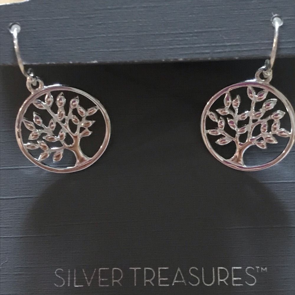 Pair of sterling silver tree of life earrings